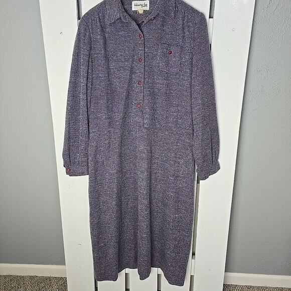 Henry Lee VTG Secretary Purple Midi Geometric Dress Large‎ Career Mature - Picture 1 of 8